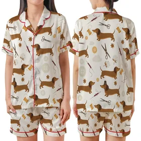 Dachshund Dog Sewing Pattern Bundle | Fit Onesie & Pajama Design Kid Satin Pajamas Set