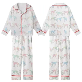 Sighthound Dog Pajama Pattern: Pastel Watercolor Whippet Greyhound Silhouette Kid Satin Pajamas Set