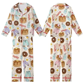 Pajama Party & Brunch: Whimsical Pancakes, Donut & Polka Dot Pajama Pants Digital Invitation & Decor Kit Kid Satin Pajamas Set
