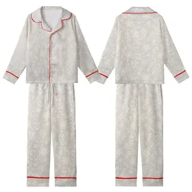 Women's Rustic Minimalist Floral Print Muslin Cotton Loungewear Kid Satin Pajamas Set