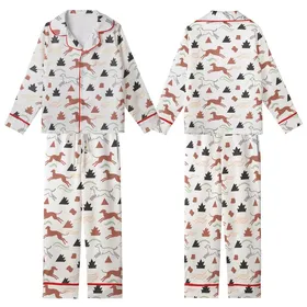 Dog Lovers' Whimsical Whippet Geometric Dino Spike Muted Red-Brown Espresso Pattern Kid Satin Pajamas Set