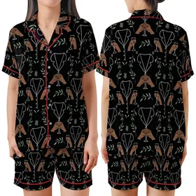 Bridesmaid Black Satin Pajamas -  Monogram Wedding Party Sleepwear Set Kid Satin Pajamas Set