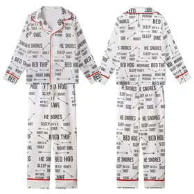 Bed Sharers' Humorous Sleep Quirks Minimalist Charcoal Typographic Rustic Arrow Pattern Kid Satin Pajamas Set