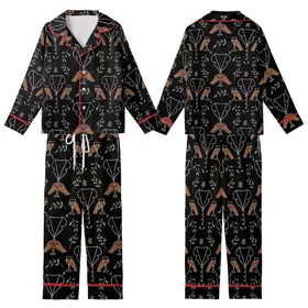 Bridesmaid Black Satin Pajamas -  Monogram Wedding Party Sleepwear Set Kid Satin Pajamas Set