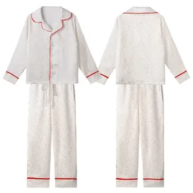 Women's Whimsical Pink-Coral Floral Cotton Muslin Pyjama Set with Pockets Kid Satin Pajamas Set