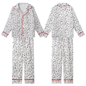 Women's Dog & Wine Lover: Playful Paw Print & Wine Glass Pattern Cozy Loungewear Kid Satin Pajamas Set
