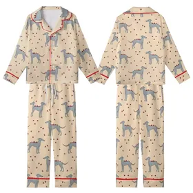 Whimsical Italian Greyhound Dinosaur Pajamas: Medium Digital DIY Pet Loungewear Pattern Kid Satin Pajamas Set