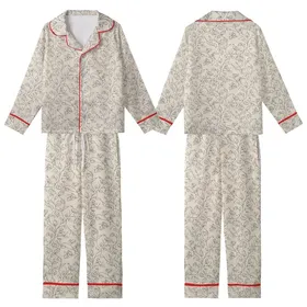 Personalized Bridesmaid & Bridal Sage Green Abstract Floral Satin Long Sleeve Sleep Set Kid Satin Pajamas Set