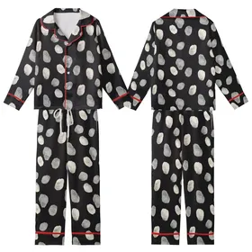 Modern Style Enthusiasts Monochromatic Abstract Organic Stone Texture Pattern, Charcoal Grey Light Grey Hand-Drawn Shapes Kid Satin Pajamas Set