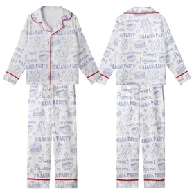 Sleepyhead's Whimsical Periwinkle Doodle All-Over Pattern Kid Satin Pajamas Set