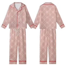 Bridesmaid Pajamas: Muted Rose Filigree Floral Modal Sleep Shorts Set Satin Short-Sleeve Pajamas Set