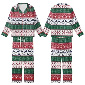 Dog & Cat Festive Jumper: Fair Isle Reindeer, Tree, Bone Knit Cotton Sleepwear Kid Satin Pajamas Set