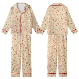Sewists' Cozy Loungewear Pattern: Needle & Thread, Beige Dusty Rose Sage, Long/Short Sleeve, XXS-5XL PDF Kid Satin Pajamas Set