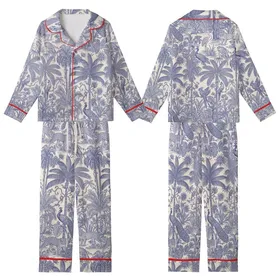 Women's Bridal Party Cobalt Blue Toile Exotic Jungle Peacock Pure Indian Cotton Short Pajama Set Kid Satin Pajamas Set