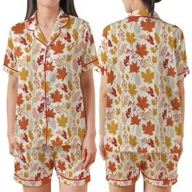 Bridal Party Satin Sleep Set: Personalized Monogram Button-Up Shorts Loungewear Satin Short-Sleeve Pajamas Set