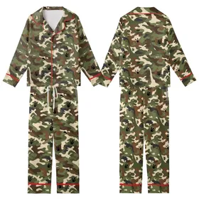 Vizsla Pet Owners: Woodland Dinosaur Camo Sleepwear Satin Pajamas Set