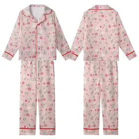 Bridesmaid & Bride Ruffle Tie Tank Set: Whimsical Blush Rosebud Floral Satin Pajamas Kid Satin Pajamas Set