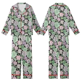 Succulent Lover's Pajamas: Muted Mint, Teal & Blush Botanical Watercolor Sleep Set Kid Satin Pajamas Set