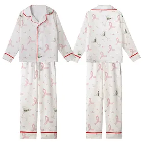 Celebration Ready: Whimsical Pink Ribbon, Mint Martini & Champagne Bubbles Design Kid Satin Pajamas Set