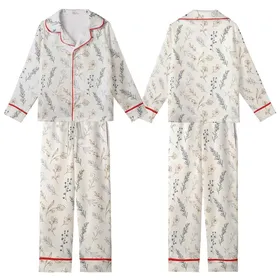 Rustic Wanderer's Delicate Wild Herb & Abstract Bloom Design Kid Satin Pajamas Set