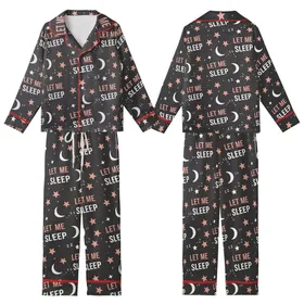 Dreamer's 'LET ME SLEEP' Motif: Playful Eyelashes, Moon, Stars & ZZZs in Rose Pink Kid Satin Pajamas Set