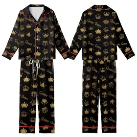 Empowered Queen Regal Gold Bronze Crown Tapestry Wearable Art Kid Satin Pajamas Set