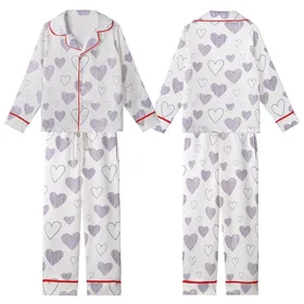 Gentle Soul Muted Lavender Striped Hand-Drawn Heart Comfort Wear Kid Satin Pajamas Set
