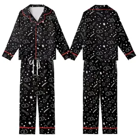 Whimsical Dreamer's Celestial Stars, Shooting Stars, Hearts & Geometric Kid Satin Pajamas Set