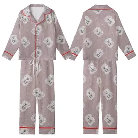 Elegant Botanical Dandelion: Fluffy White Seed Heads, Dusty Rose & Grey Design Kid Satin Pajamas Set