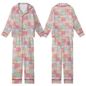 Pastel Dreamer's Patchwork: Intricate Paisley Floral Mosaic - Cheerful Wearable Art Kid Satin Pajamas Set