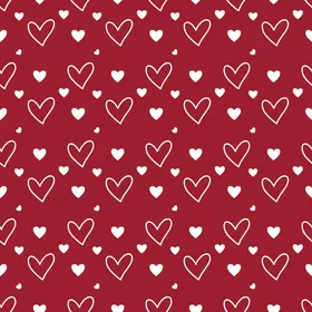 Romantic Elegance: Crimson Red White Scattered Abstract Heart Wearable Design Satin Pajamas Set