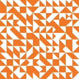 Dynamic Fragmented Geometric Mosaic: Orange White Interlocking Shapes Satin Pajamas Set