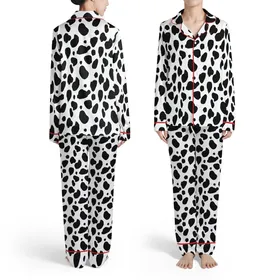 Ink-Blot Shapes: Fluid Black Organic Forms, Varying Sizes, Flowing Edges, Pure White Surface Satin Pajamas Set