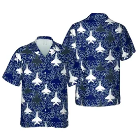 Fighter Jet Hawaiian: White Grey Wireframe Schematics, Dense Abstract Navy Charcoal Pattern Short-sleeve Hawaiian Shirt