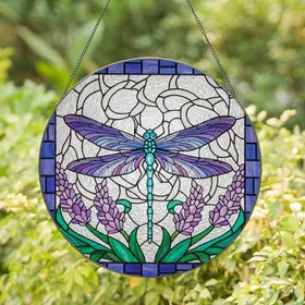 Nature Enthusiasts' Gradient Dragonfly Jewel Tone Stained Glass Mosaic Stained Glass Suncatcher