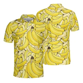 Bright Yellow Ripe Bananas Golden Naturalistic Fruit Forms Seamless Interlocking Peel Detail Men's Polo Shirt (Lightweight)
