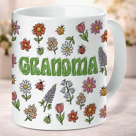 Personalized Floral Name Inflated Effect Mug Mother's Day Gift