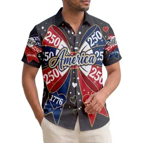 America 250th Anniversary Patriotic Bow 1776-2026 Tropical Americana Design Short-sleeve Hawaiian Shirt