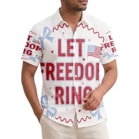 America 250th Birthday 1776 Let Freedom Ring Distressed Tropical Design Short-sleeve Hawaiian Shirt