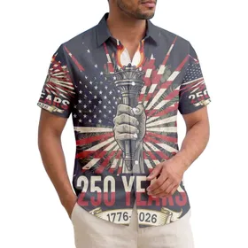 America's 250th Anniversary: Patriotic Liberty Torch Hand Emblem, Est. 1776-2026 Short-sleeve Hawaiian Shirt