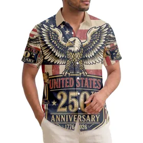 USA 250th Anniversary Eagle Liberty Bell Statue American Flag 1776-2026 Short-sleeve Hawaiian Shirt