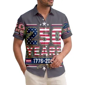 America's 250th Semiquincentennial: Hawaiian '250 Years' 1776-2026 Distressed Stars Stripes Art Short-sleeve Hawaiian Shirt