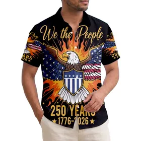 America 250th Anniversary Patriotic Eagle: We The People Flag Wings Shield 1776-2026 Commemoration Short-sleeve Hawaiian Shirt