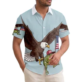 250th Anniversary Eagle Frog Flag Hawaiian Patriotic Americana Est. 1776 Short-sleeve Hawaiian Shirt