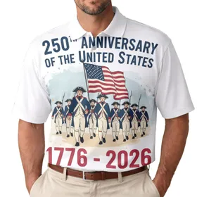 America 250th Patriotic Continental Soldiers Flag March 1776-2026 Commemoration Men's Polo Shirt (Lightweight)