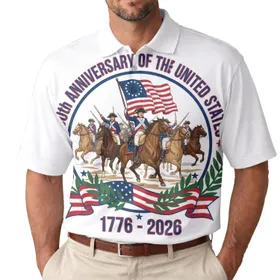 250th Anniversary United States Colonial Flag Cavalry 1776-2026 Patriotic Polo Men's Polo Shirt (Lightweight)