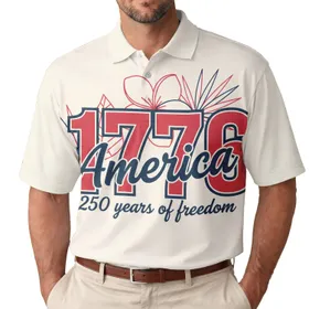 America 250th Semiquincentennial 1776 Freedom Patriotic Polo-Inspired Design Men's Polo Shirt (Lightweight)