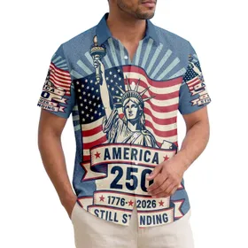 America 250th Anniversary Statue Liberty Flag 1776-2026 Still Standing Short-sleeve Hawaiian Shirt