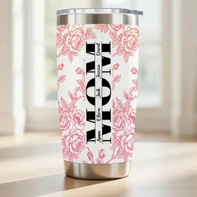 Personalized Floral Mom Stainless Tumbler 20oz Mother's Day Gift