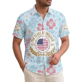 Commemorative Flag Badge 1776-2026 - USA 250th Anniversary Tropical Hawaiian Hawaiian Shirt